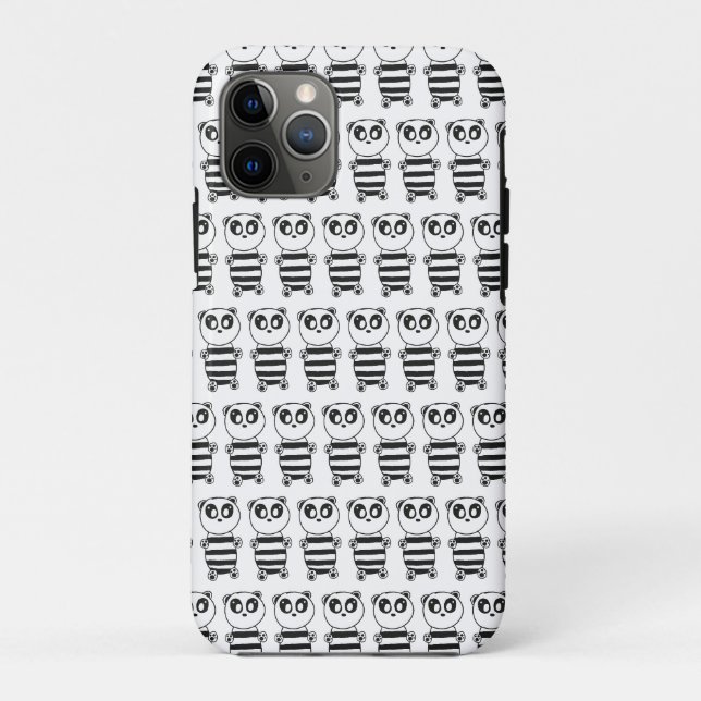 Coques Case-Mate iPhone Art de panda noir et blanc ludique (Dos)