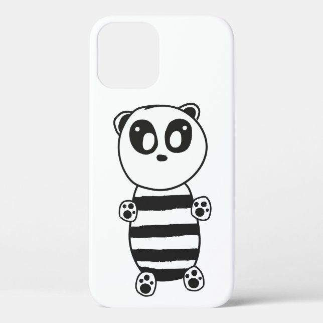 Coques Case-Mate iPhone Art de panda noir et blanc ludique (Verso)