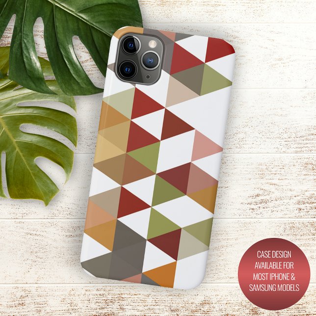 Coques Case-Mate iPhone Art de polygone blanc marron taupe vert rouge fonc (Créateur téléchargé)