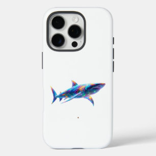 Coque iPhone 16 Pro Art de requin lumineux coloré – Animal néon de l'o