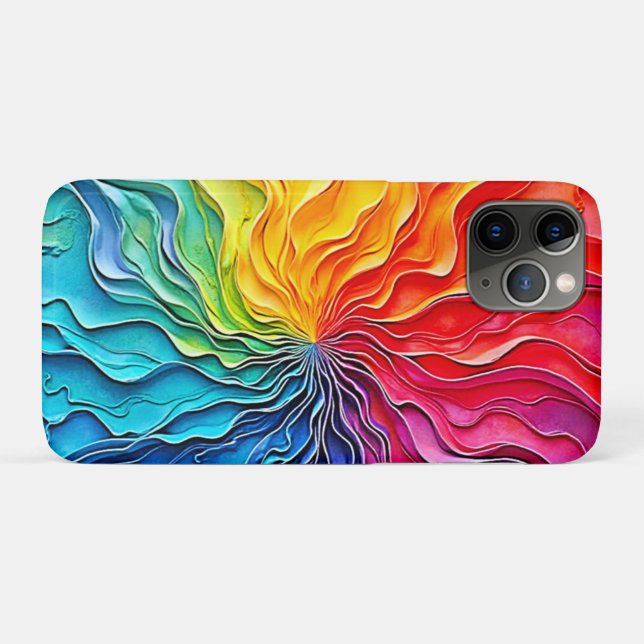Coques Case-Mate iPhone Art de tourbillon arc-en-ciel texturé (Dos (Horizontal))