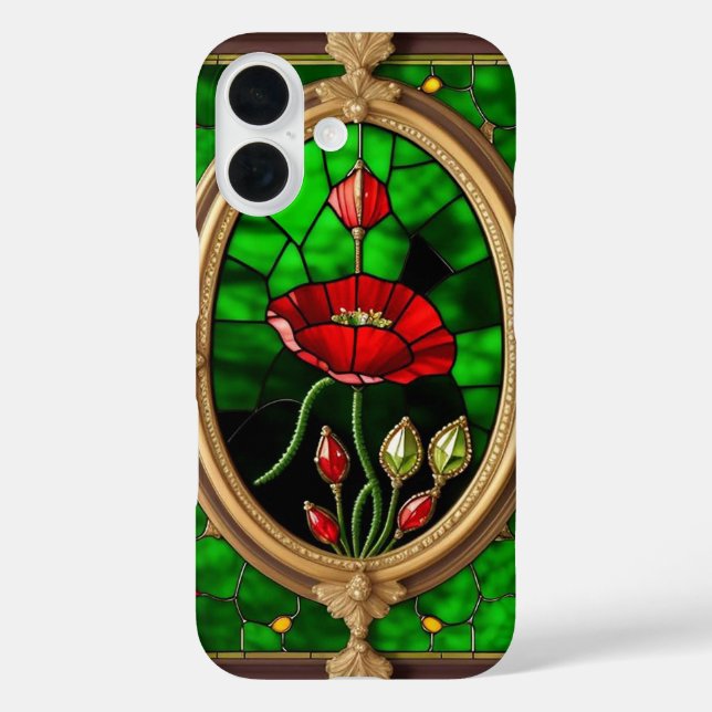 Coques Case-Mate iPhone Art de verre teinté Fleur Rouge Vivant (Verso)