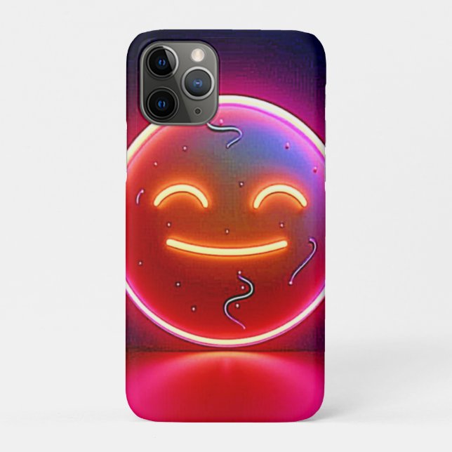 Coques Case-Mate iPhone Art de visage heureux avec néon (Dos)