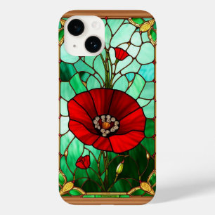 Coque Case-Mate iPhone Art de vitrail fleur rouge vif