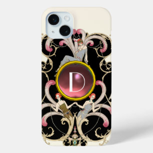COQUE Case-Mate iPhone ART DÉCO BEAUTÉ MODE ROSE ROSE MONOGRAMME EN PIERR