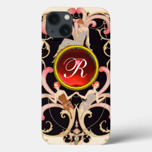 iPhone 13 CASE ART DÉCO BEAUTÉ MODE ROUGE RUBY GEMSTONE MONOGRAMM
