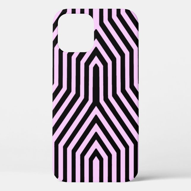Coques Case-Mate iPhone Art déco géométrique - noir et rose (Verso)