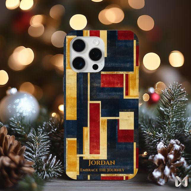 Coques Case-Mate iPhone Art déco géométrique – Nuit, Or et Rouge (Créateur téléchargé)