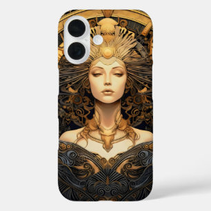 Coque Pour iPhone 16 Art Déco Gold Woman