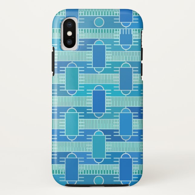 Coques Case-Mate iPhone Art Déco industriel chic - bleu doux (Dos)