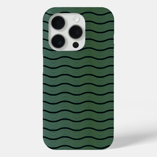Coques Case-Mate iPhone Art Déco Luxueux Vagues Motifs Vertes (Verso)