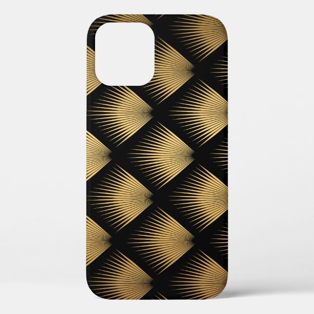 Coques Case-Mate iPhone Art Déco, motif d'or noir. (Verso)