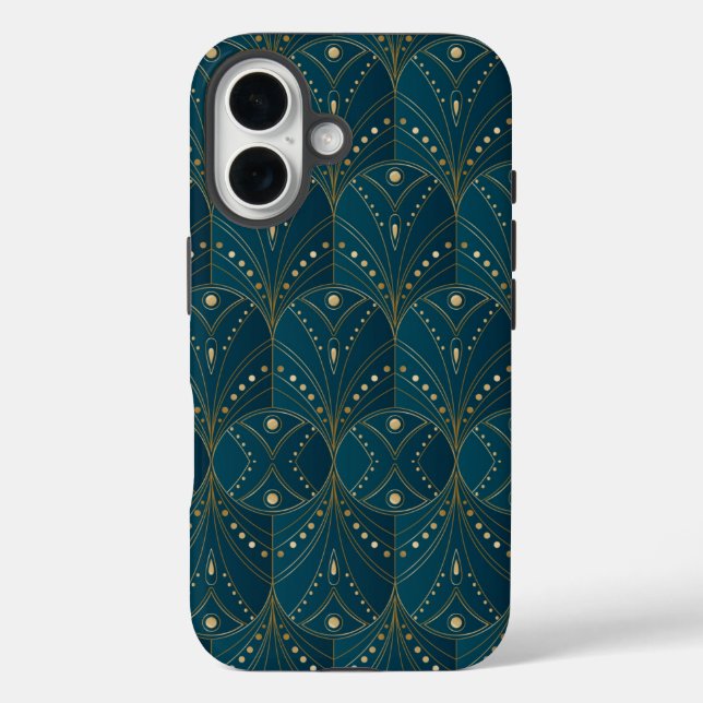 Coques Case-Mate iPhone Art Deco pattern with gold geometric shapes (Verso)