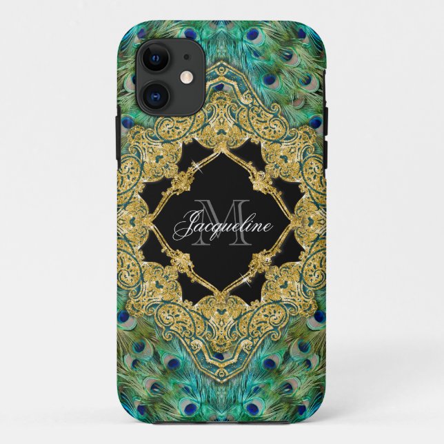 Coques Case-Mate iPhone Art Déco Peacock Gold Parties scintillant Old Holl (Dos)