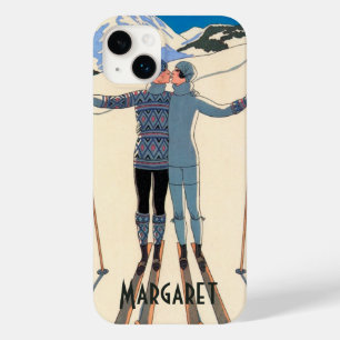 Coque Case-Mate iPhone Art Déco vintage, Amants dans la neige par George 
