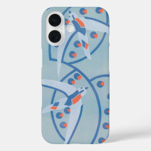Coque Pour iPhone 16 Art Déco vintage Jazz Pochoir Oiseaux Motif animal