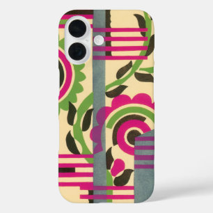 Coques iPhone 16 Art Déco vintage motif géométrique jazz Pochoir