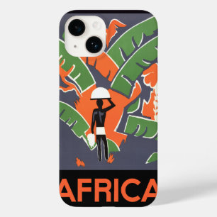 Coque Pour iPhone 14 Art Déco Vintage Voyage, Autochtone dans la Jungle