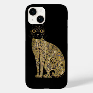 Coque Case-Mate iPhone Art décoratif de chat noir dans le style de Gustav
