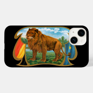 Coque Pour iPhone 14 Art d'étiquette de cigare vintage, Lion, Roi de la