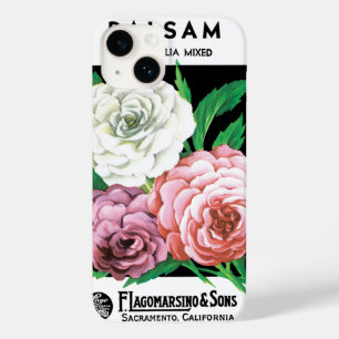 Coque Pour iPhone 14 Art d'étiquette de paquet de graines vintage, fleu