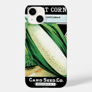 Coque Case-Mate iPhone Art d'étiquette de paquet de graines vintage, maïs