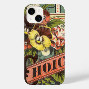 Coque Pour iPhone 14 Art d'étiquette de pochette de graines anciennes, 