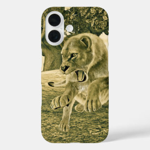 Coque Pour iPhone 16 Art dramatique de la lionne de safari faunique