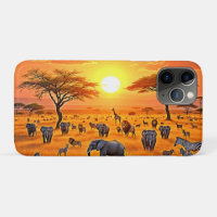 Art du coucher de soleil sur la savane africaine