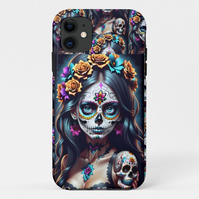 Coques Case-Mate iPhone Art du crâne de sucre - Fiesta des couleurs (Dos)