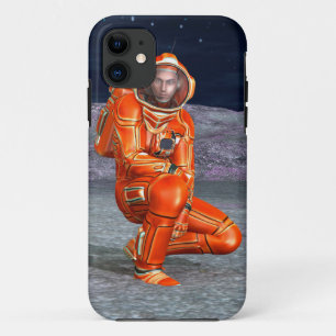 Coque iPhone 11 Art du paysage de planète surréaliste voyageur cos