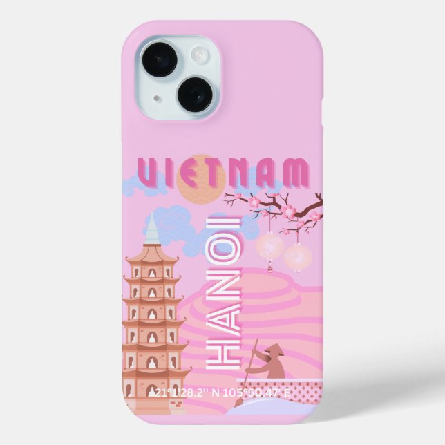 Coques Case-Mate iPhone Art du voyage au Vietnam, Rose (Verso)