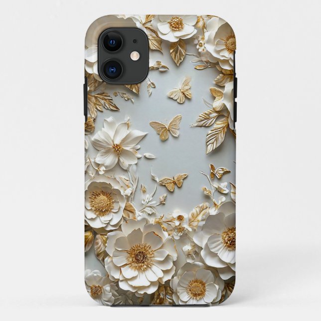 Coques Case-Mate iPhone ✨ Art en Papier Fleur et Papillon 🌸 Découpage dél (Dos)