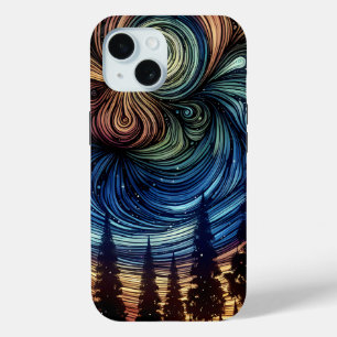 Coque Case-Mate iPhone Art éthéré mystique avec des arbres et un ciel noc