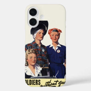 Coque Pour iPhone 16 Art féministe vintage de soldats de la Seconde Gue