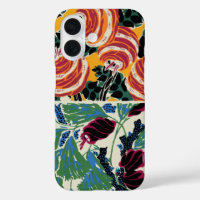 Art floral abstrait magenta et orange vibrant