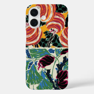 Coque Pour iPhone 16 Art floral abstrait magenta et orange vibrant