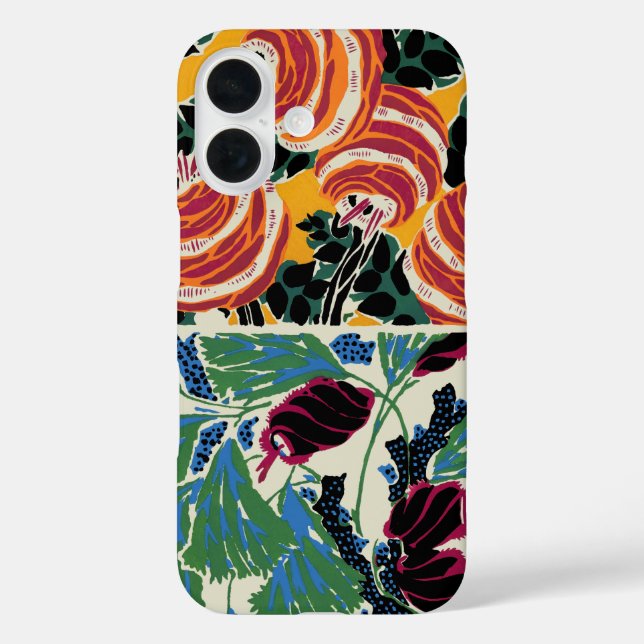 Coques Case-Mate iPhone Art floral abstrait magenta et orange vibrant (Verso)