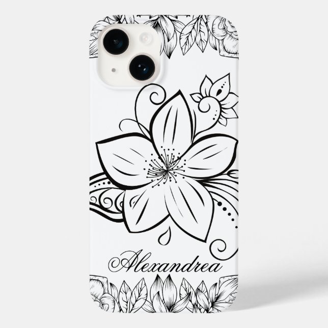 Coques Case-Mate iPhone Art Floral, Beauté monochrome (Verso)
