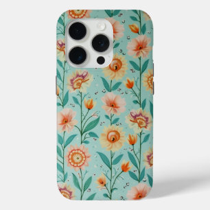 Coque Case-Mate iPhone Art floral – Fleurs roses et feuilles vertes