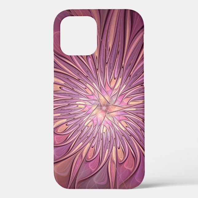 Coques Case-Mate iPhone Art floral fractal moderne abstrait couleurs de ba (Verso)