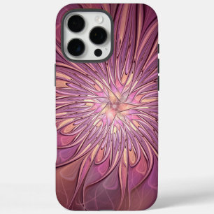 Coque iPhone 16 Pro Max Art floral fractal moderne abstrait couleurs de ba