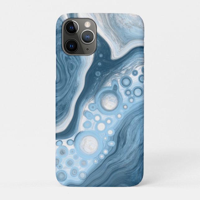 Coques Case-Mate iPhone Art fluide bleu et blanc (Dos)