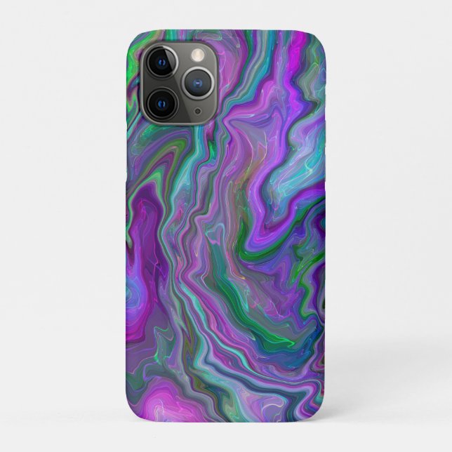 Coques Case-Mate iPhone Art fluide violet, vert et bleu (Dos)