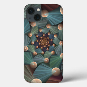 iPhone 13 Case Art Fractal Abstrait Avec Profondeur Bleu Brown Ar