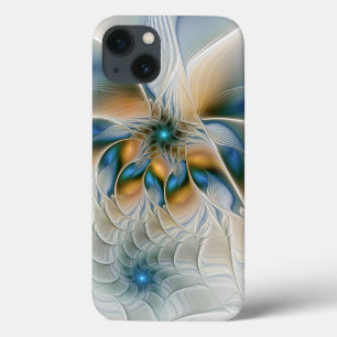 Coques Pour iPhone Art fractal abstrait et fantaisiste avec du bleu