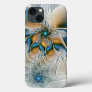 Coques Pour iPhone Art fractal de fantaisie abstraite avec du bleu
