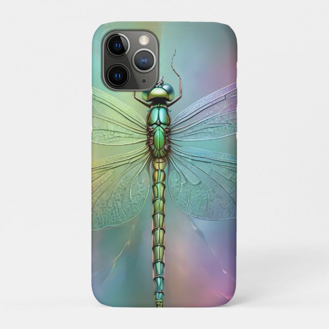Coques Case-Mate iPhone Art fractal élégant de libellule pastel, (Dos)