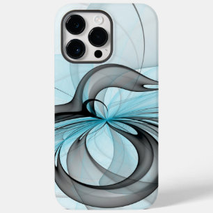 Coque Case-Mate iPhone Art fractal moderne gris anthracite abstrait bleu