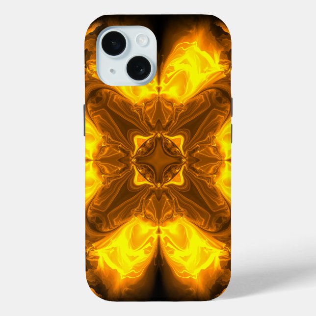 Coques Case-Mate iPhone Art fractal solaire d'or fondu (Verso)